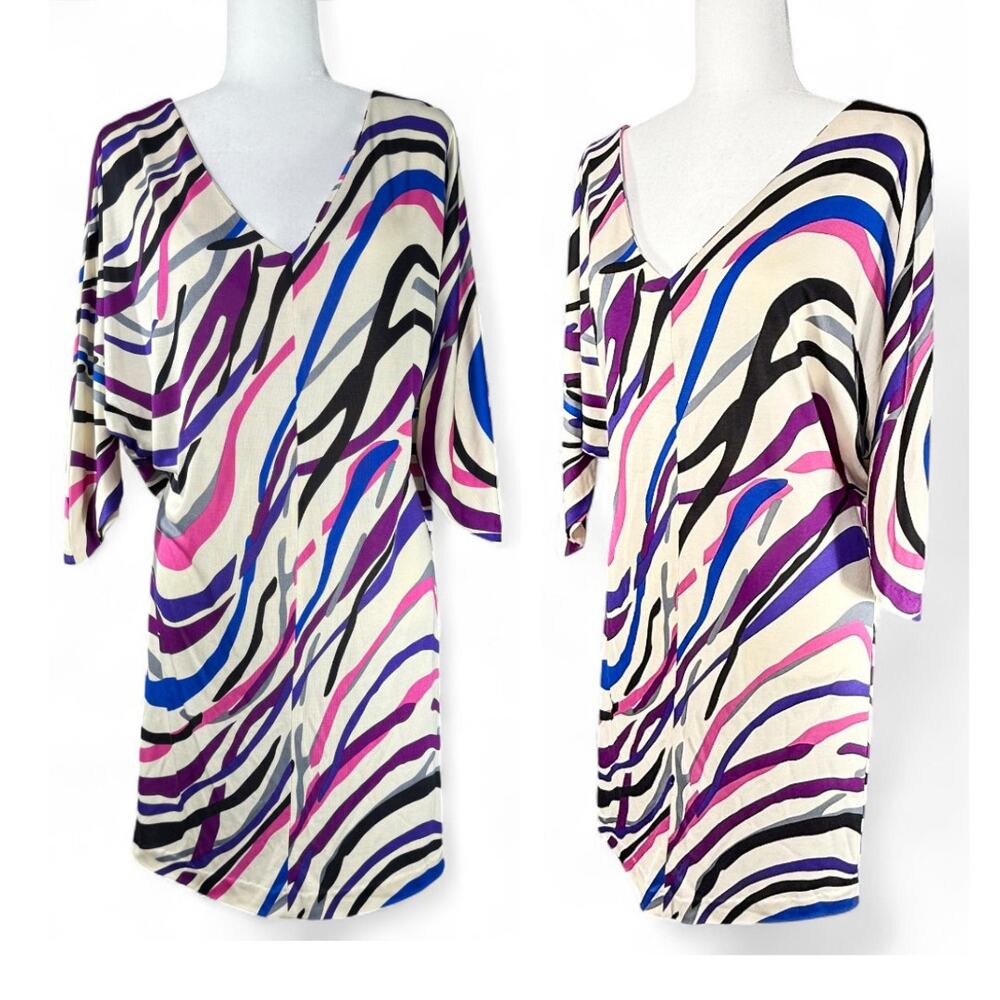 Diane von Furstenberg Clara Silk Mini Dolman Dress Mod Statement Luxury V-Neck 4 - Picture 2 of 10